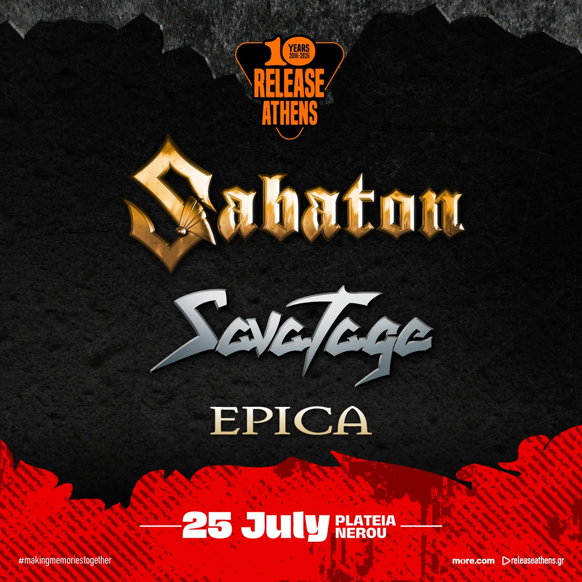 Sabaton / Savatage / Epica / Release Athens 2026