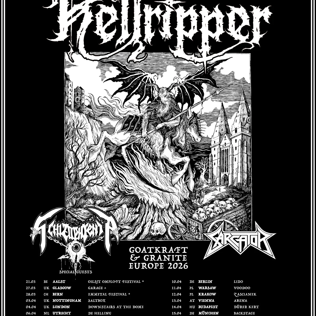 HELLRIPPER + SCHIZOPHRENIA w/ SARCATOR