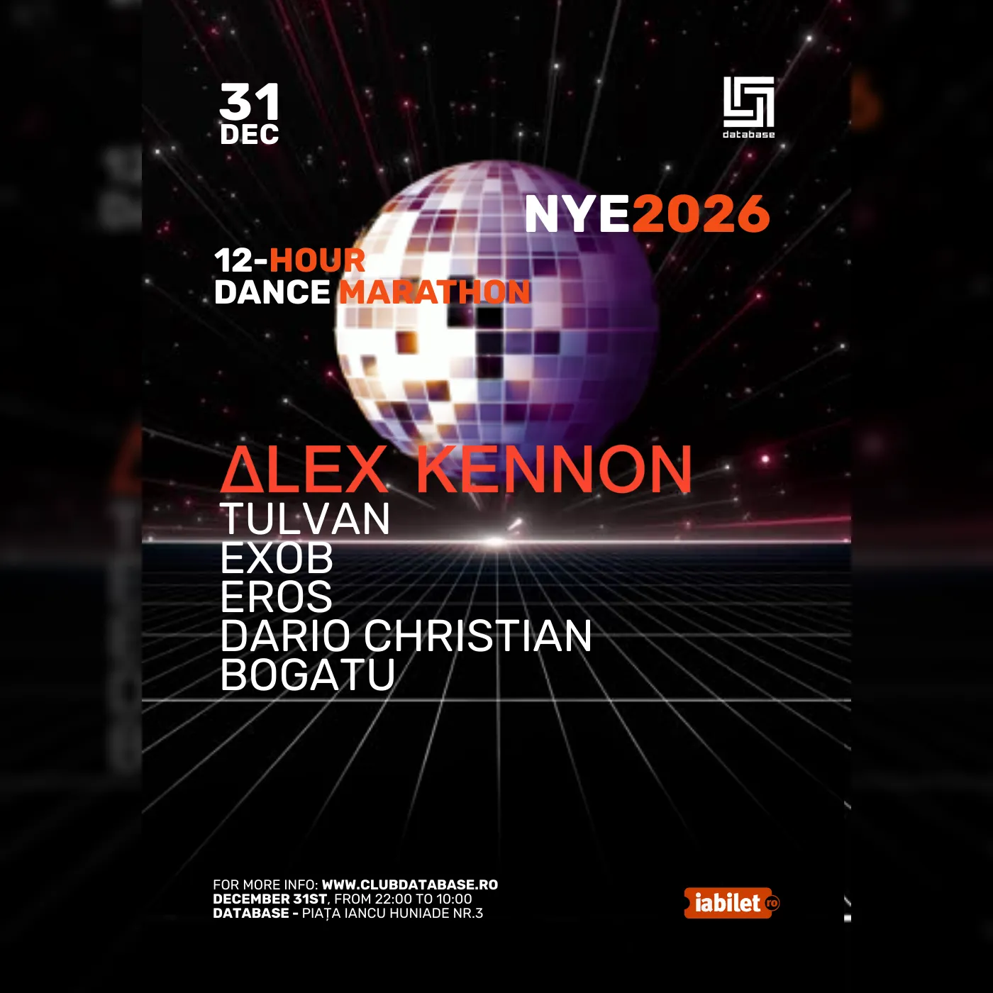 Database presents: NYE 2026 – 12-HOUR DANCE MARATHON