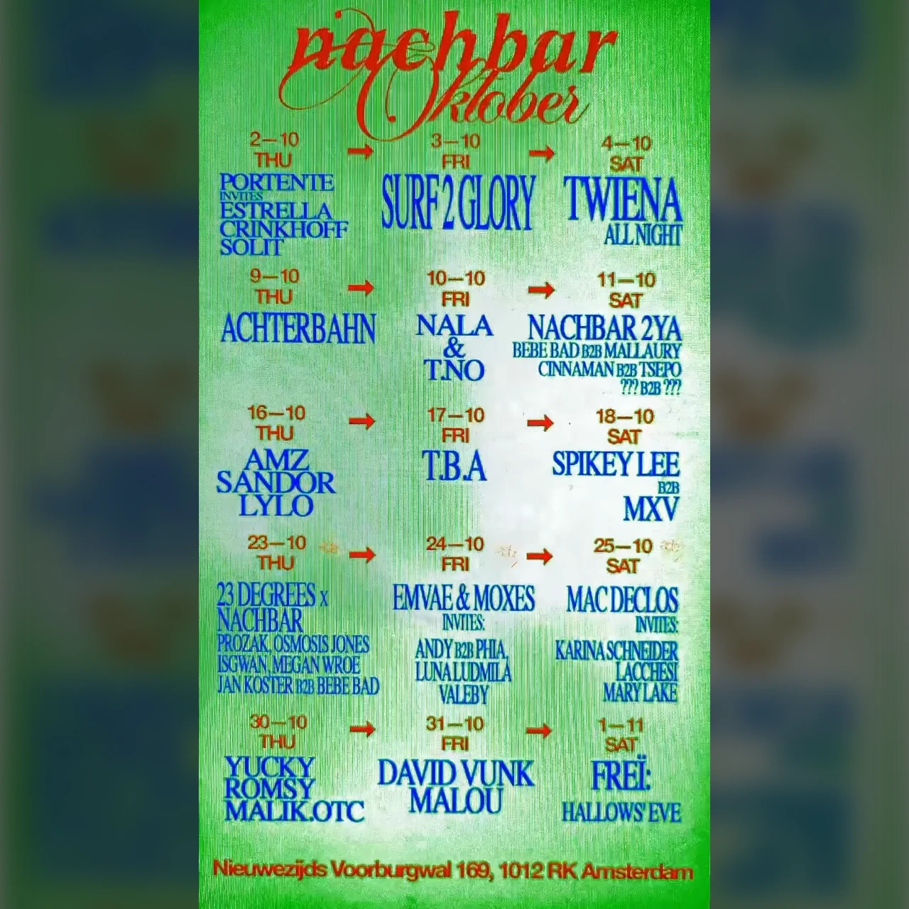 nachbar 2 year anniversary w/ Bebe Bad b2b Mallaury, Cinnaman b2b Tsepo & ??? b2b ???