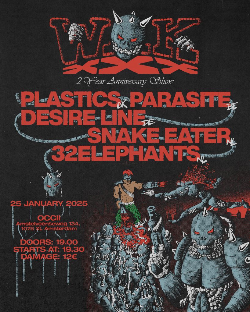 PLASTICS  + PARASITE  + DESIRE LINE  + SNAKE EATER + 32ELEPHANTS