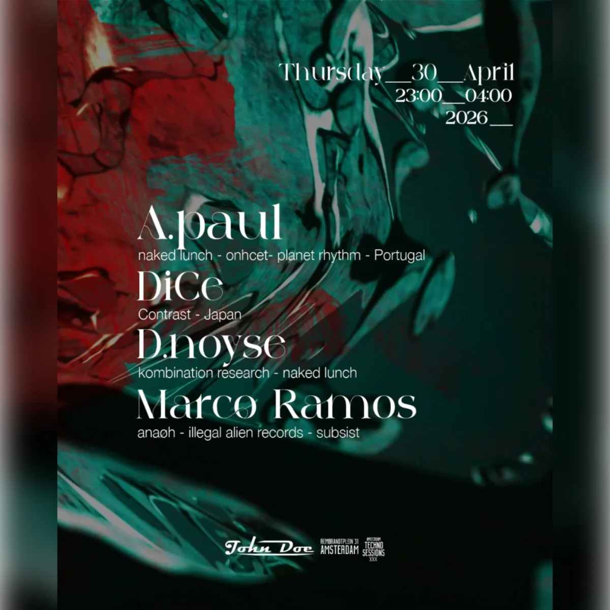 Amsterdam Techno Sessions with A.Paul (ONHCET- NAKED LUNCH) PT