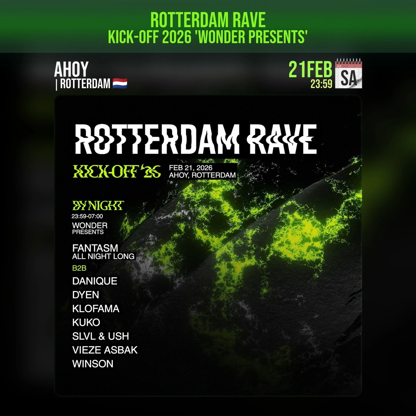 By Night - Rotterdam Rave - Kick-Off 2026 'WONDER presents'