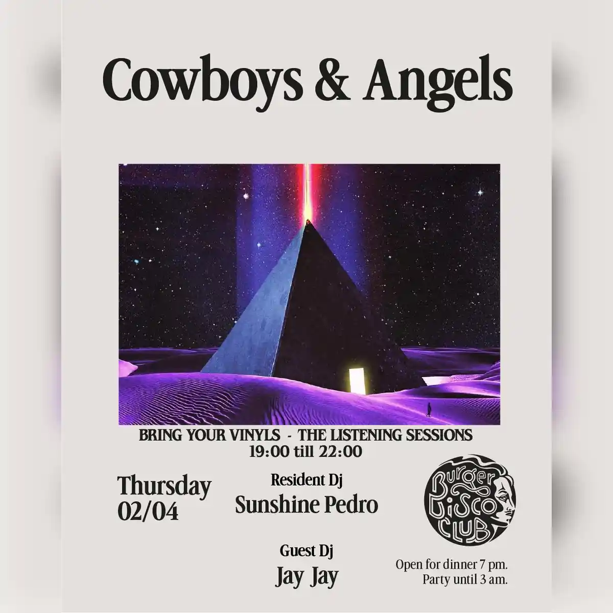 BRING YOUR VINYLS: Cowboys & Angels
