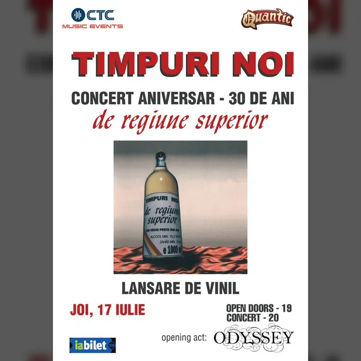 Concert Timpuri Noi - Lansare de vinyl si Concert aniversar (30 de ani de la "De Regiune Superior")