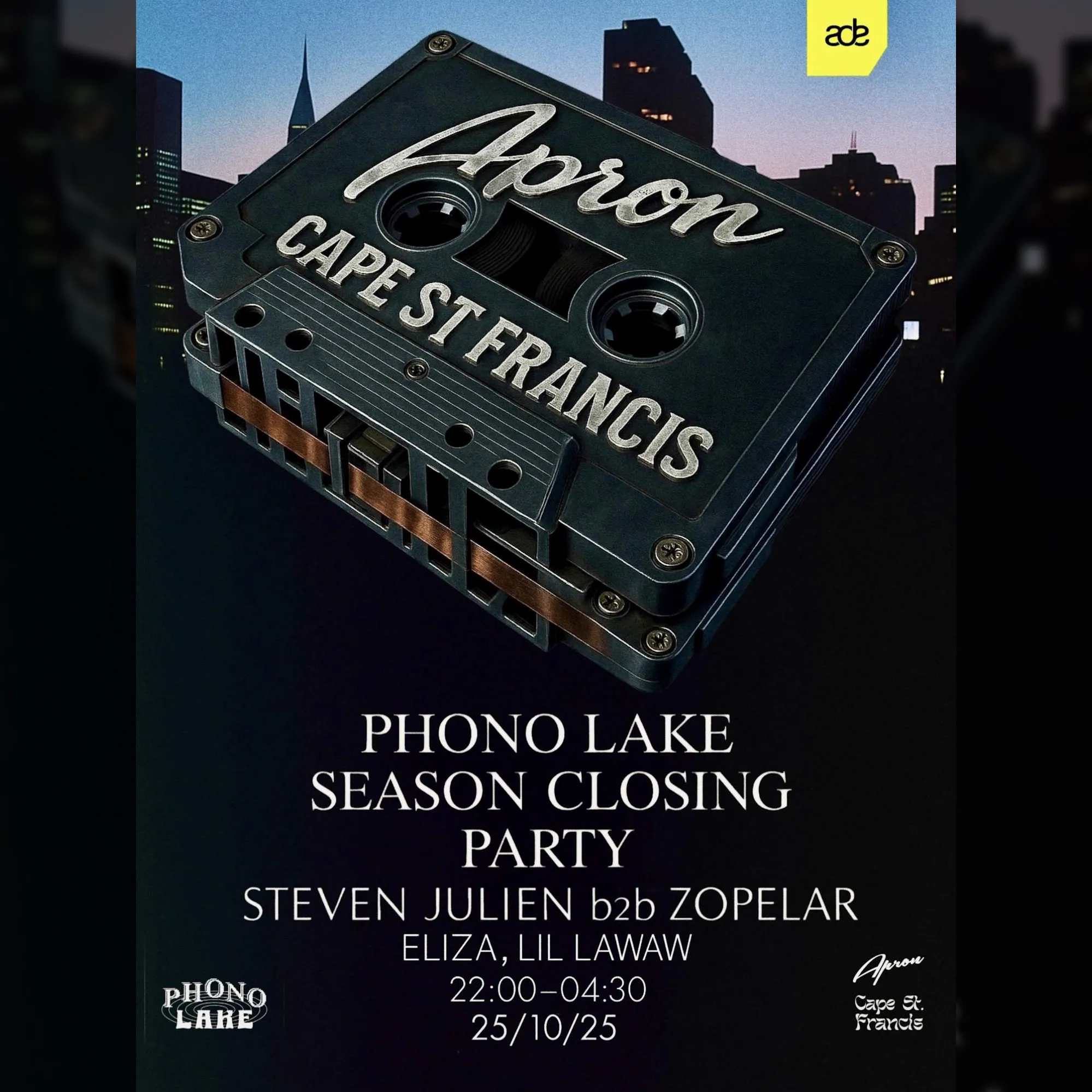Phono Lake Closing: Apron x Cape St. Francis ft. Steven Julien B2B Zopelar, Eliza, Lil Lawaw