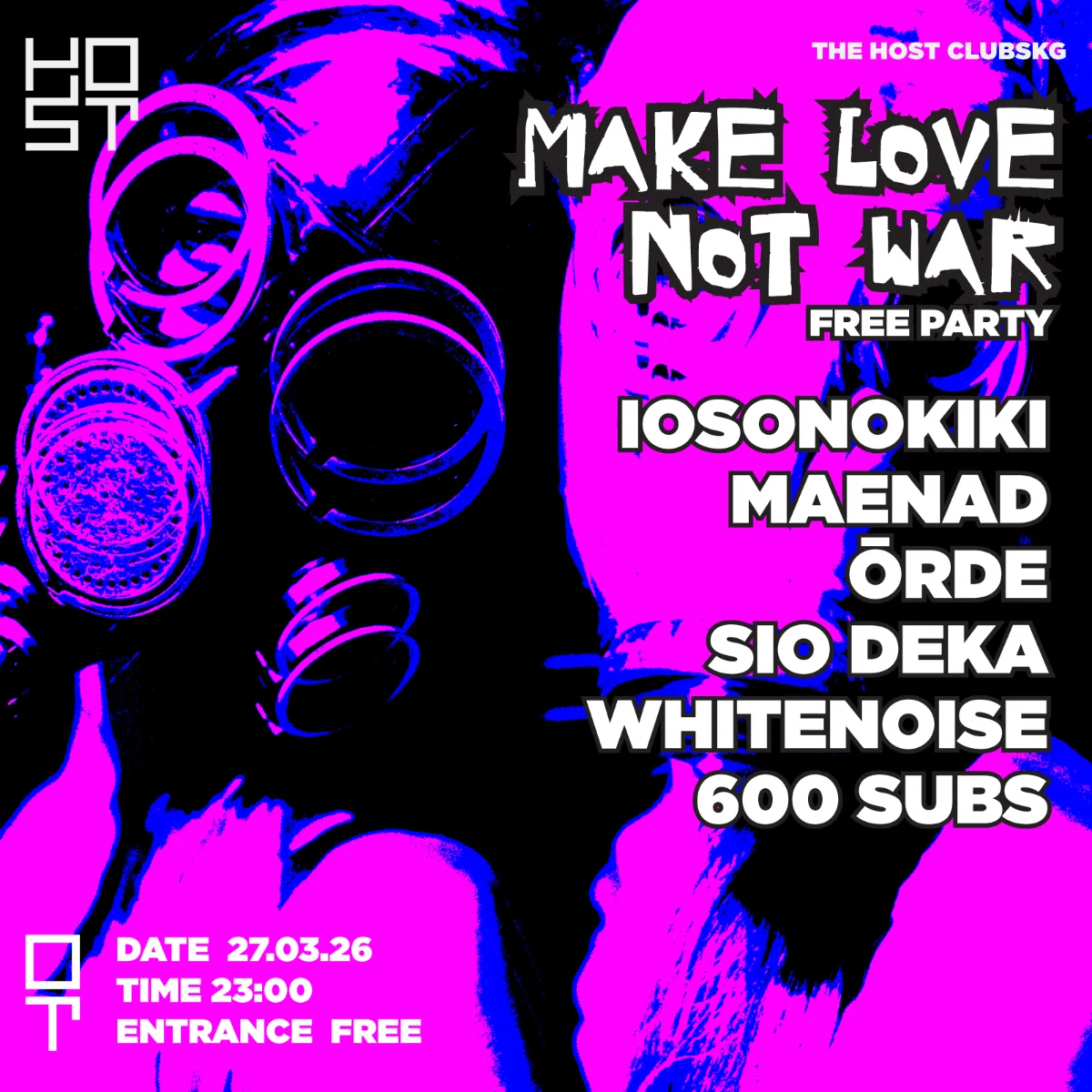 MAKE LOVE NOT WAR FREE PARTY